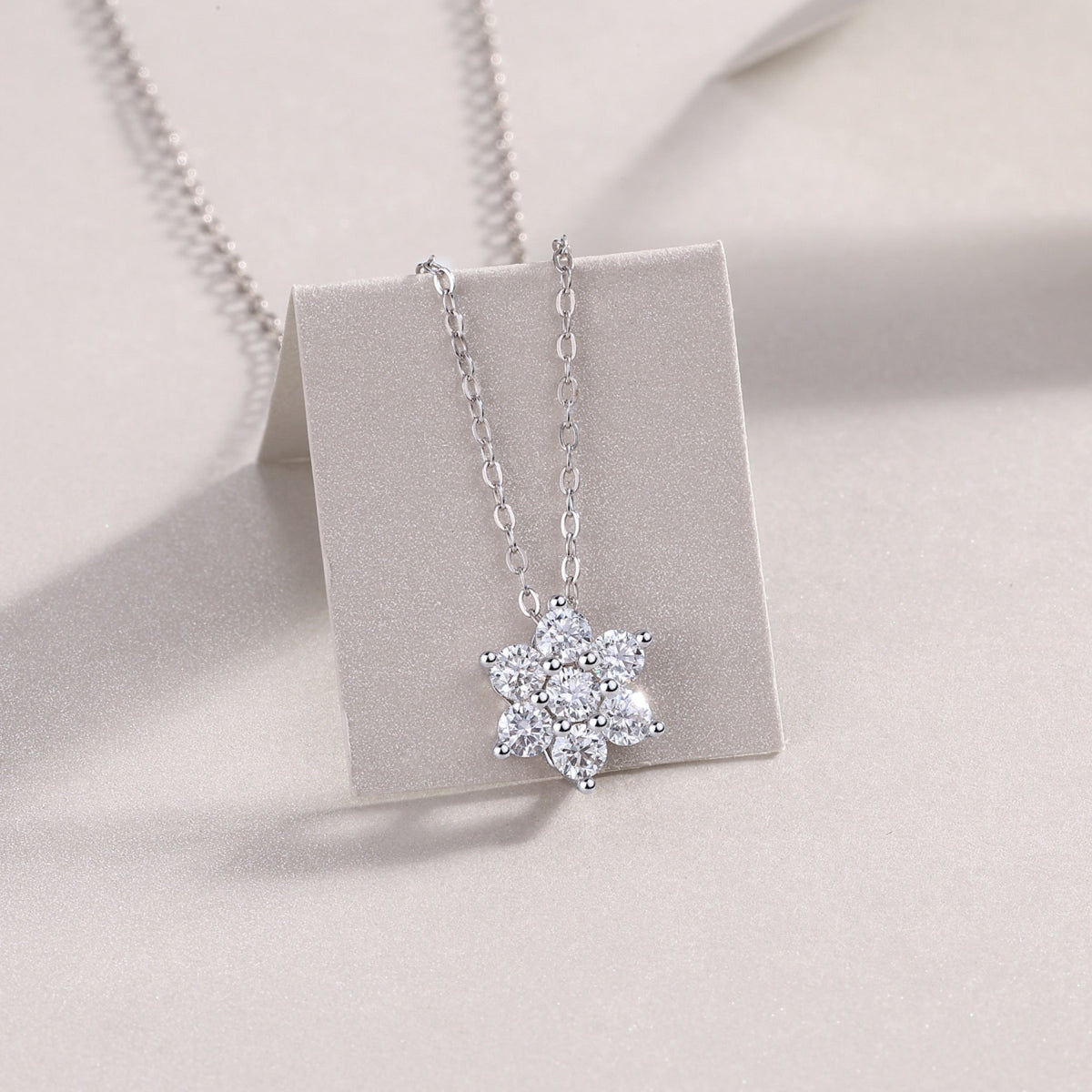 Snowdrift Moissanite Snowflake Pendant Necklace in Sterling Silver