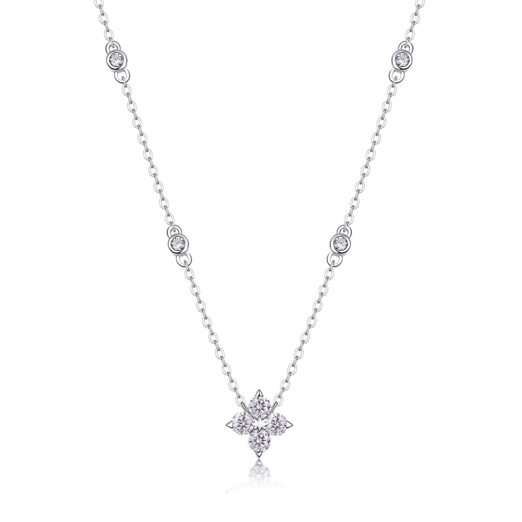 Starlet Moissanite Star Station Necklace in Sterling Silver
