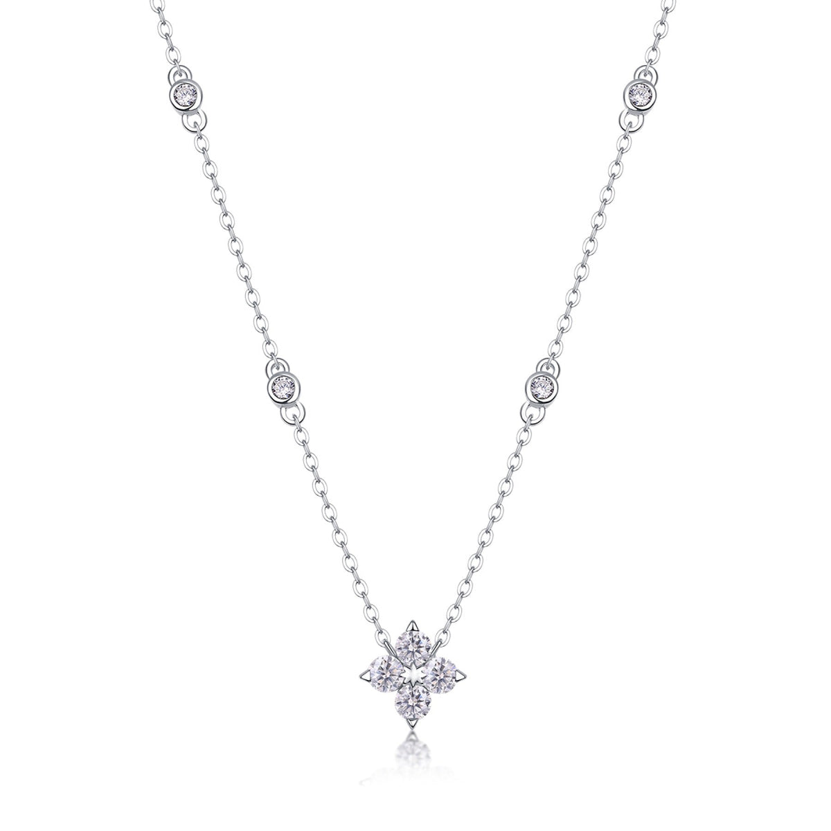 Starlet Moissanite Star Station Necklace in Sterling Silver