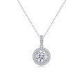 Sweetheart 2 Carat Moissanite Halo Pendant Necklace in Sterling Silver