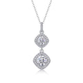 Wonderland 1 Carat Moissanite Halo Drop Pendant Necklace in Sterling Silver