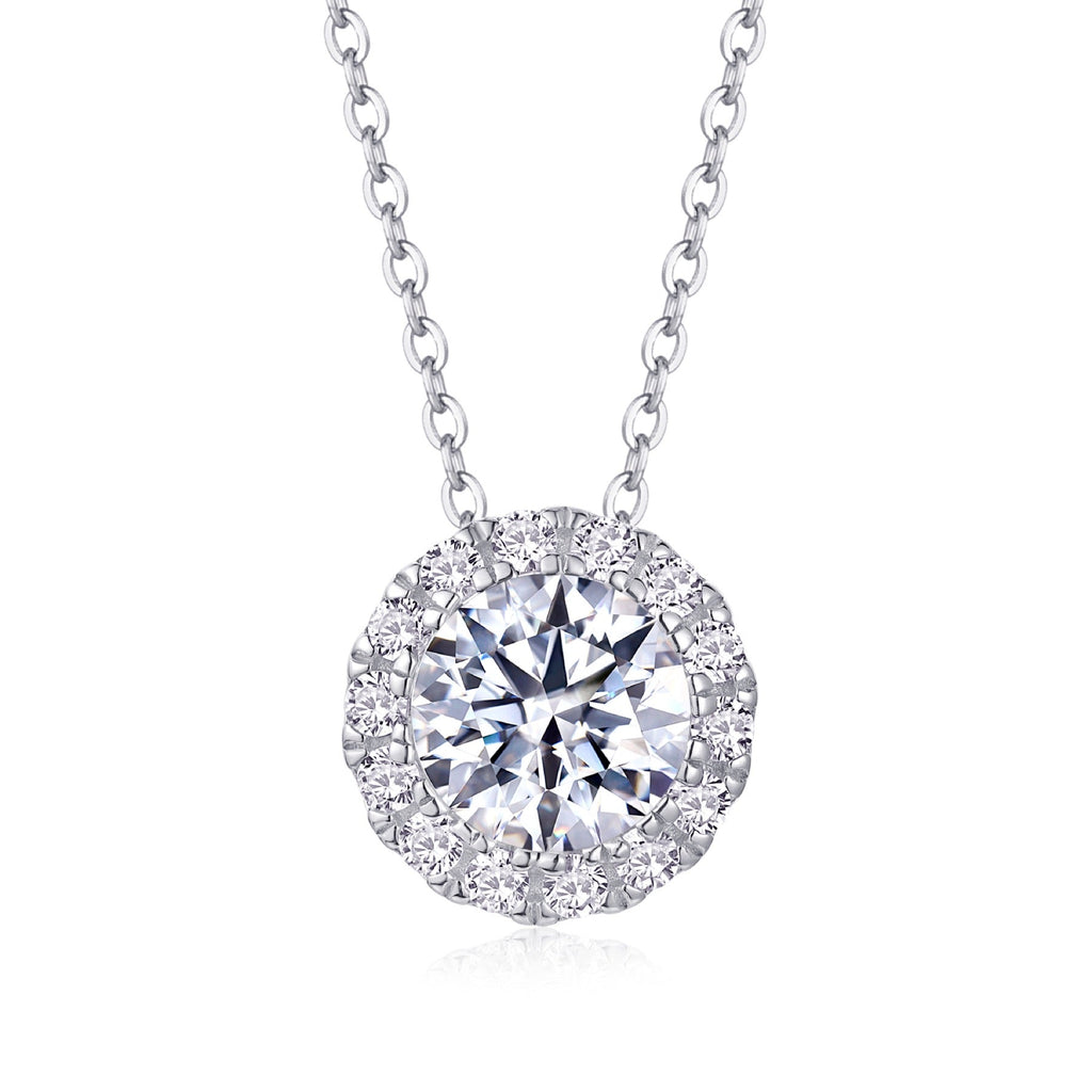 Starlit 2 Carat Moissanite Halo Pendant Necklace in Sterling Silver
