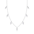 Sanctus Moissanite Cross Station Necklace in Sterling Silver