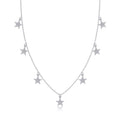 Starry Moissanite Star Station Necklace in Sterling Silver