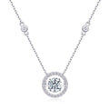 Mobius 1 Carat Moissanite Halo Pendant Necklace in Sterling Silver