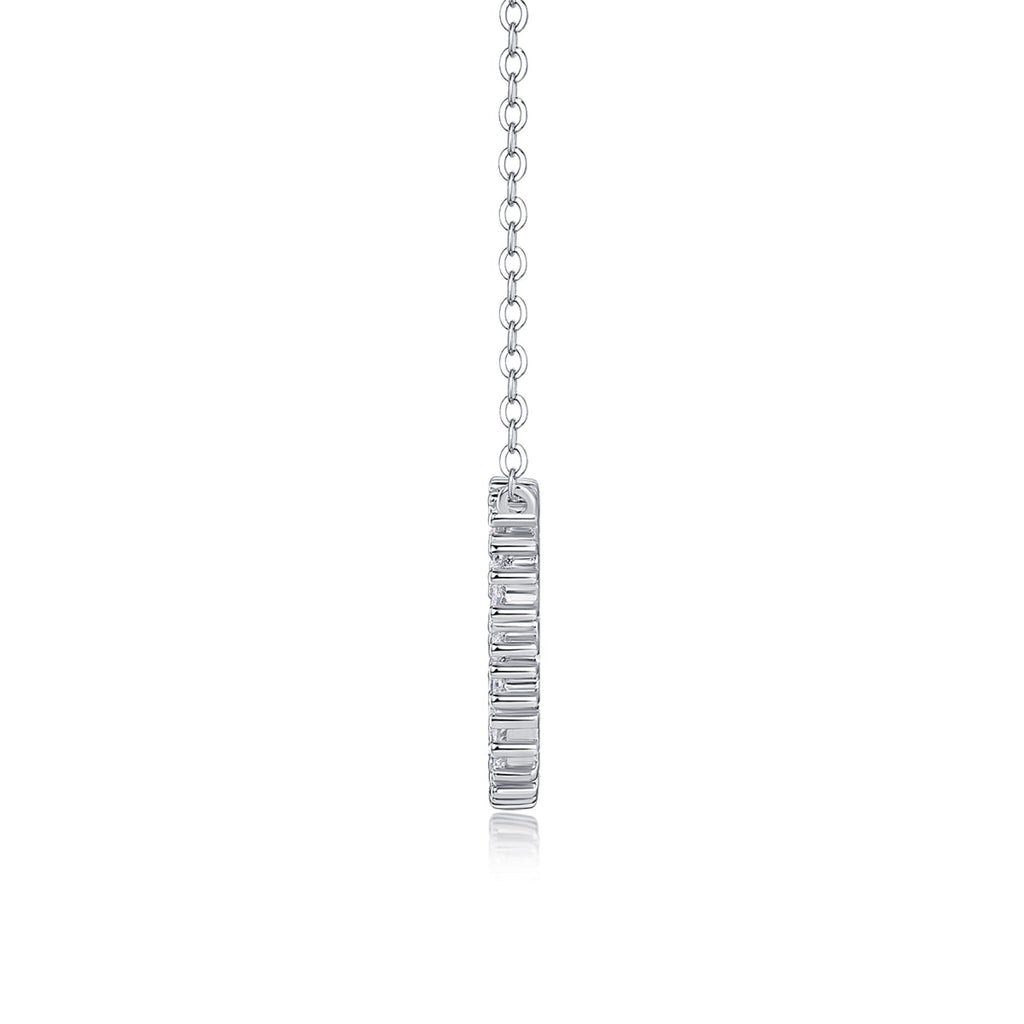 Ripple Moissanite Open Circle Necklace in Sterling Silver