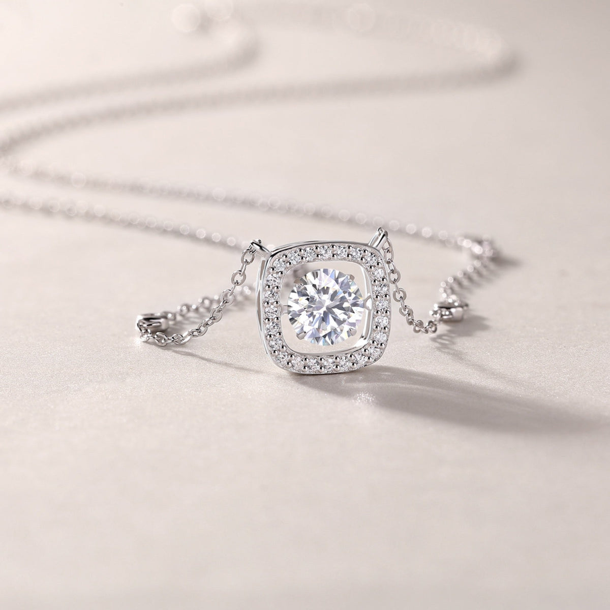 Sweetness 1 Carat Moissanite Halo Pendant Necklace in Sterling Silver