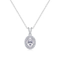 Verona Oval-Cut Moissanite Halo Pendant Necklace in Sterling Silver