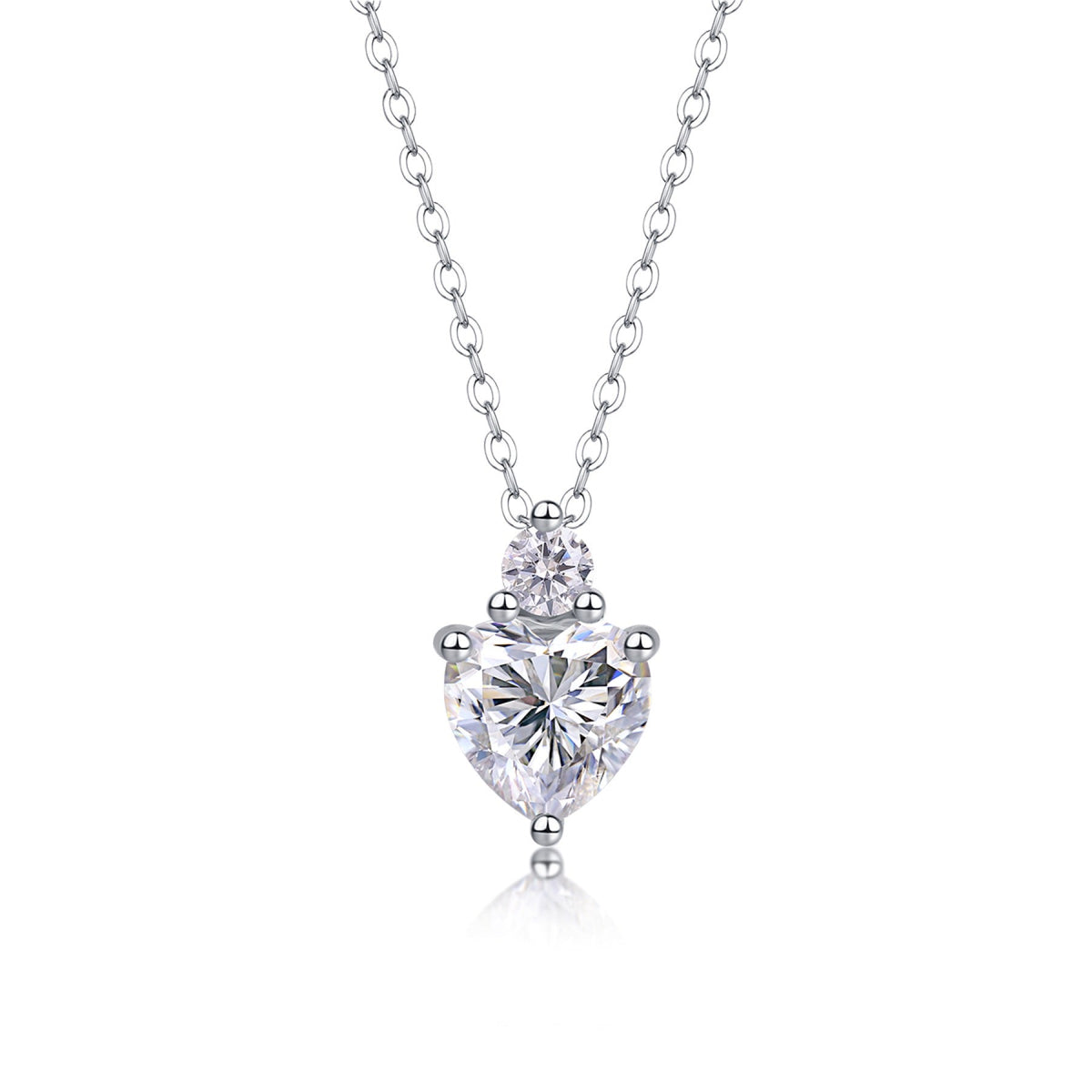 Mirage Heart-Cut Moissanite Heart Pendant Necklace in Sterling Silver