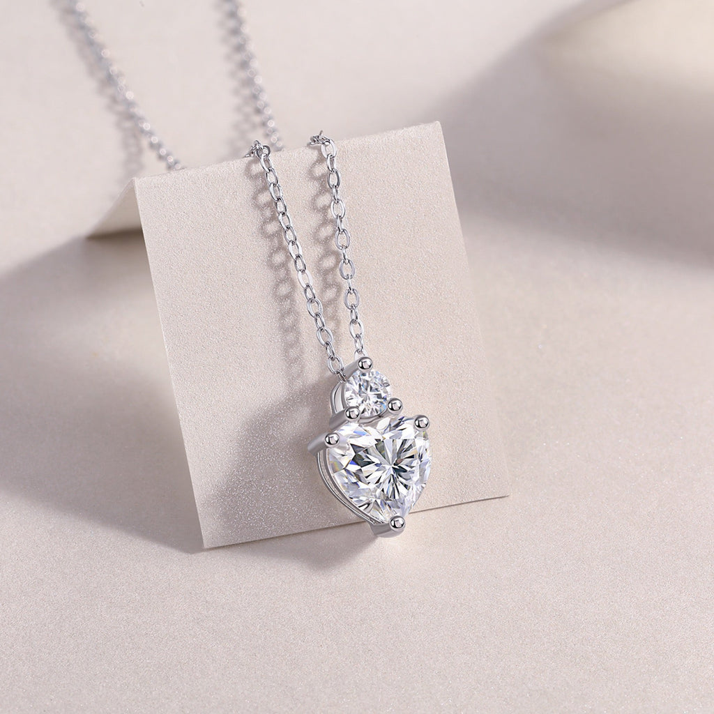 Mirage Heart-Cut Moissanite Heart Pendant Necklace in Sterling Silver