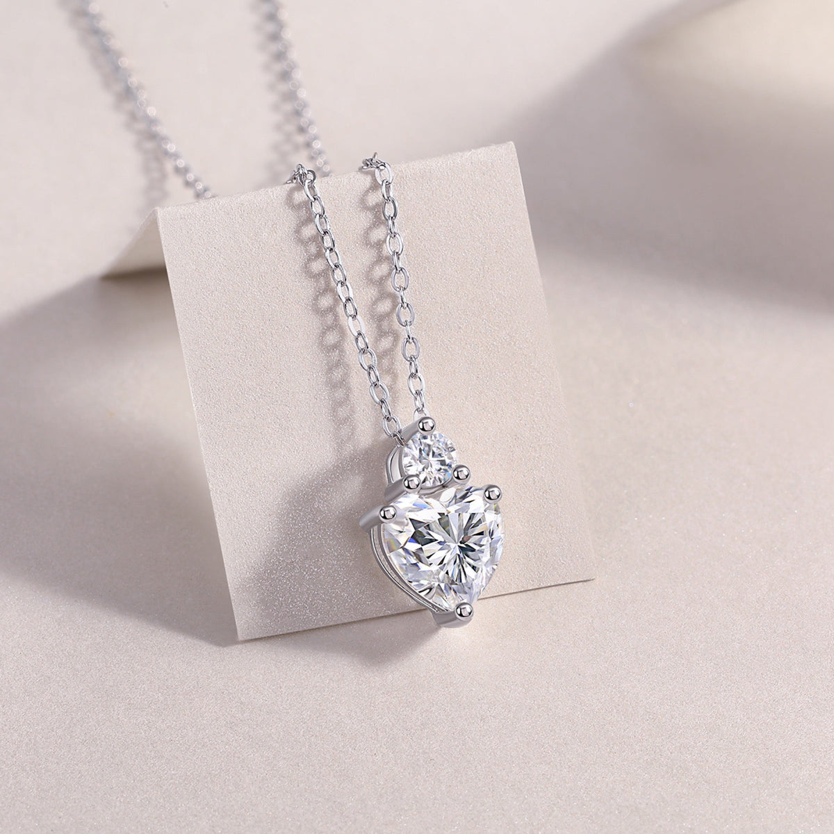 Mirage Heart-Cut Moissanite Heart Pendant Necklace in Sterling Silver