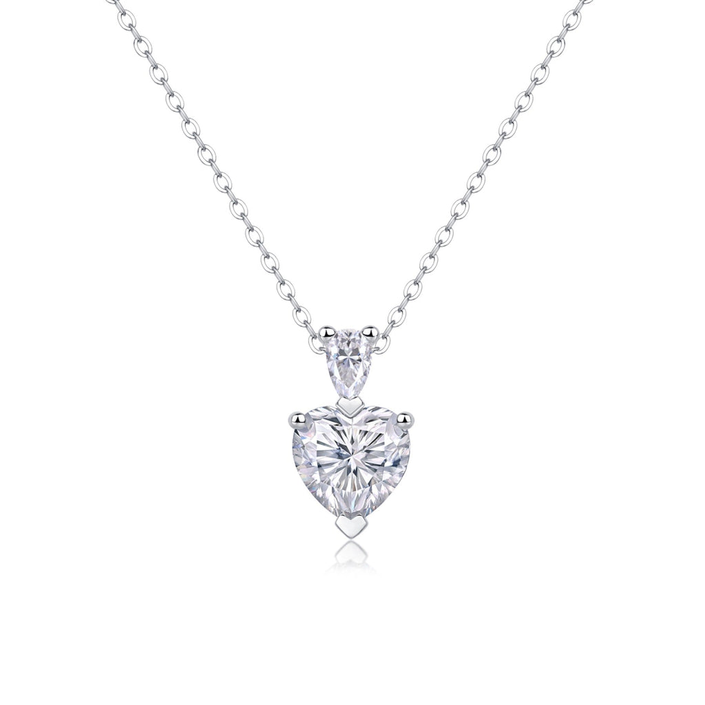 Cherish Heart-Cut Moissanite Heart Pendant Necklace in Sterling Silver
