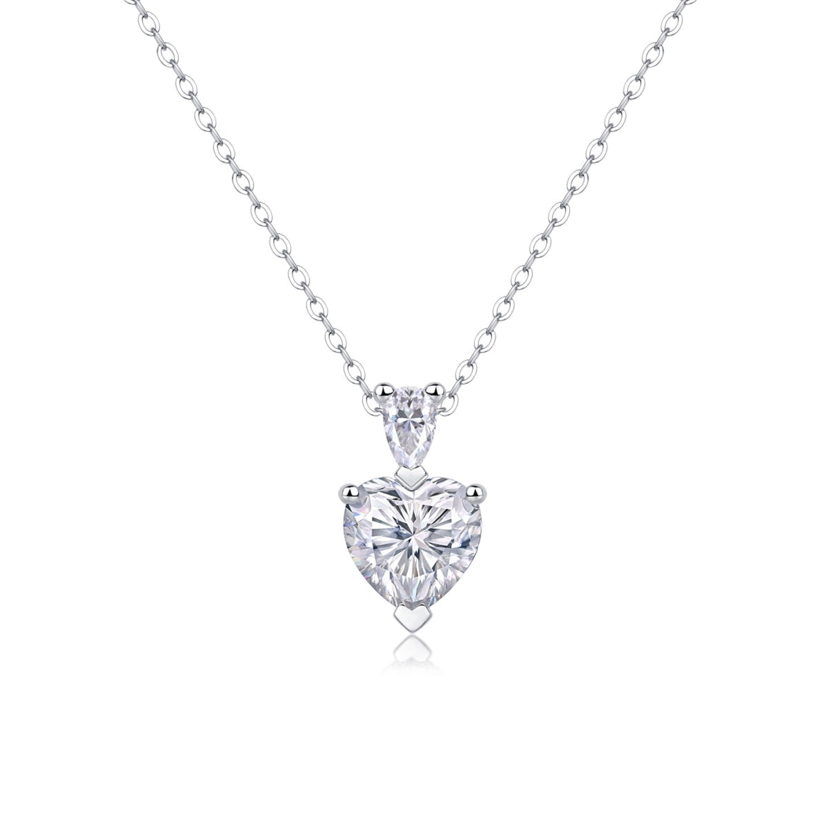 Cherish Heart-Cut Moissanite Heart Pendant Necklace in Sterling Silver