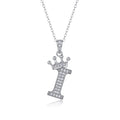 Initial I Moissanite Crown Pendant Necklace in Sterling Silver