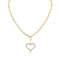 Amara Moissanite Heart Paperclip Necklace in Gold-Tone Sterling Silver