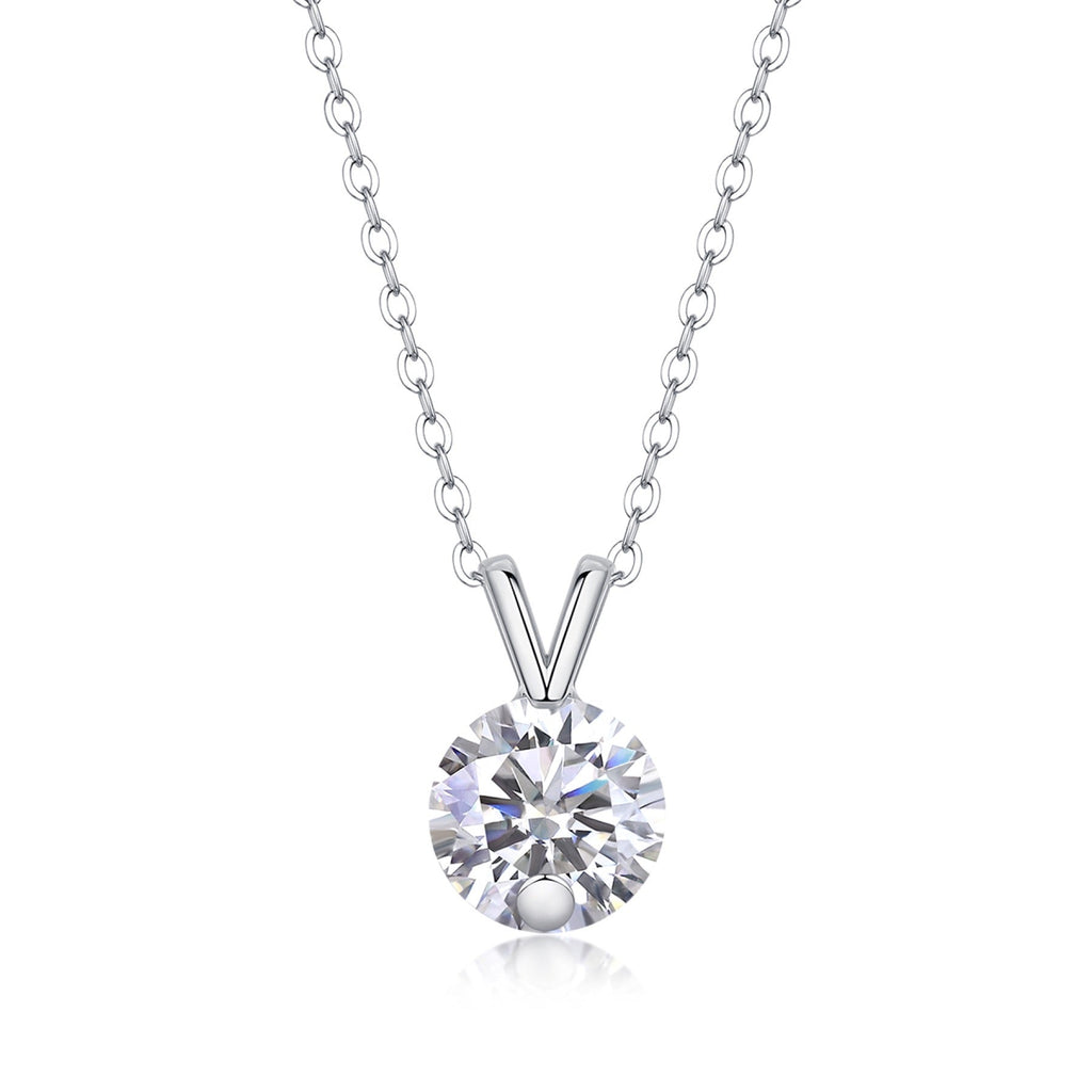 Lucent 2 Carat Moissanite Solitaire Pendant Necklace in Sterling Silver