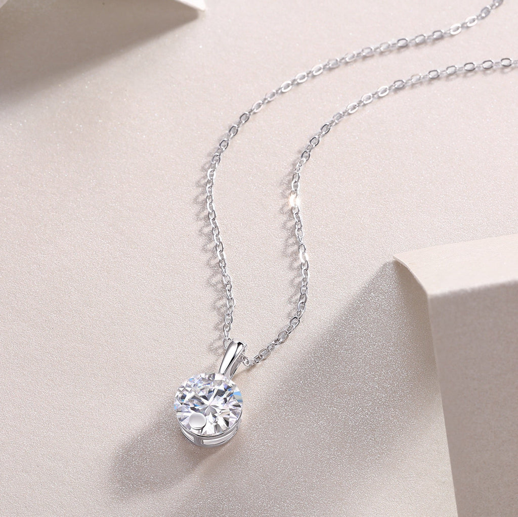 Celeste 2 Carat Moissanite Solitaire Pendant Necklace in Sterling Silver