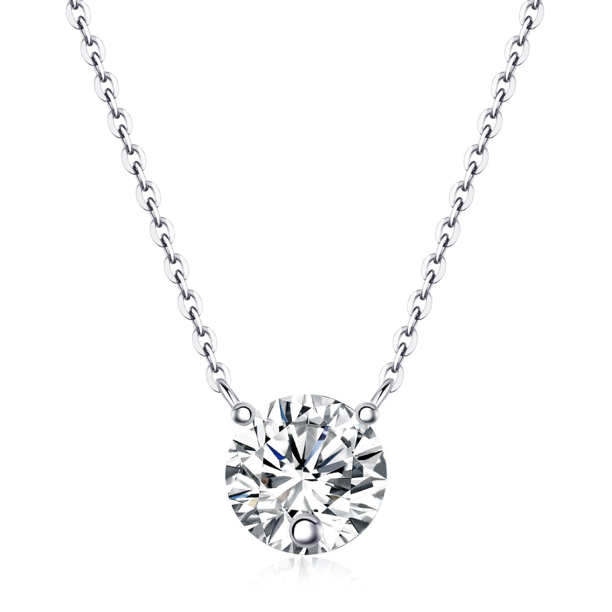 Momento 2 Carat Moissanite Solitaire Pendant Necklace in Sterling Silver