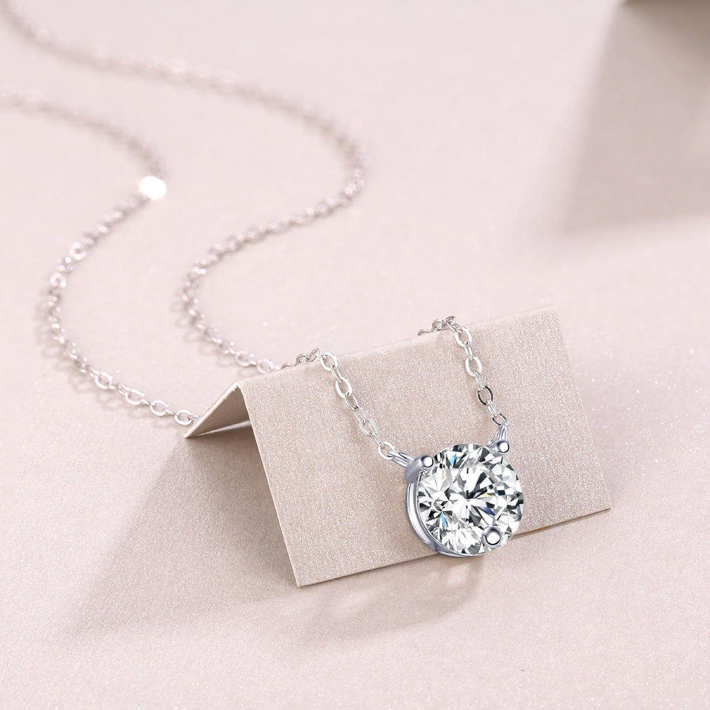 Momento 2 Carat Moissanite Solitaire Pendant Necklace in Sterling Silver