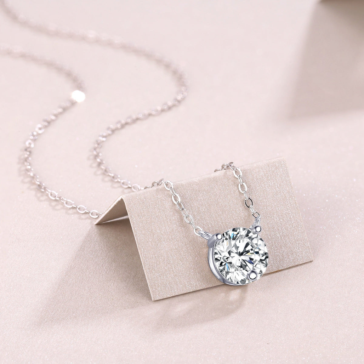 Momento 2 Carat Moissanite Solitaire Pendant Necklace in Sterling Silver