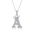 Initial A Moissanite Crown Pendant Necklace in Sterling Silver