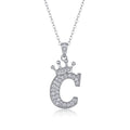 Initial C Moissanite Crown Pendant Necklace in Sterling Silver