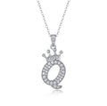 Initial Q Moissanite Crown Pendant Necklace in Sterling Silver