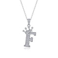 Initial F Moissanite Crown Pendant Necklace in Sterling Silver
