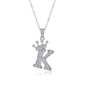 Initial K Moissanite Crown Pendant Necklace in Sterling Silver