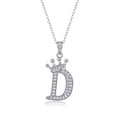 Initial D Moissanite Crown Pendant Necklace in Sterling Silver