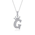 Initial G Moissanite Crown Pendant Necklace in Sterling Silver