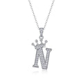 Initial N Moissanite Crown Pendant Necklace in Sterling Silver