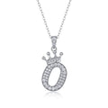 Initial O Moissanite Crown Pendant Necklace in Sterling Silver
