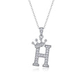 Initial H Moissanite Crown Pendant Necklace in Sterling Silver