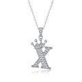 Initial X Moissanite Crown Pendant Necklace in Sterling Silver