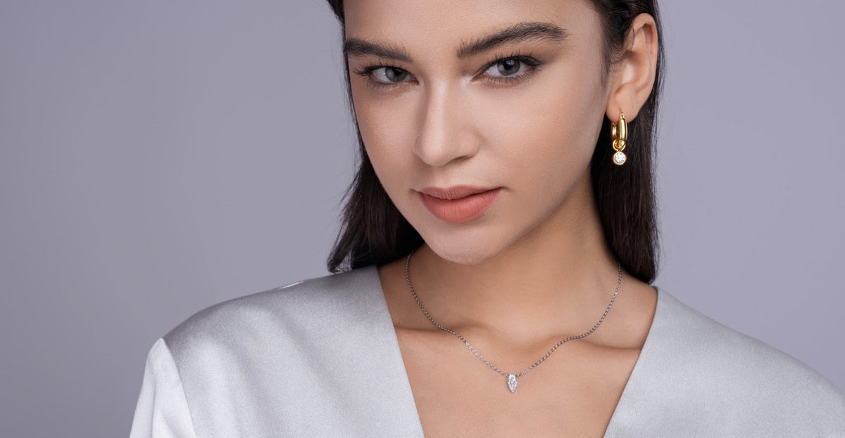 Aurelia Moissanite Marquise Pendant Necklace in Sterling Silver