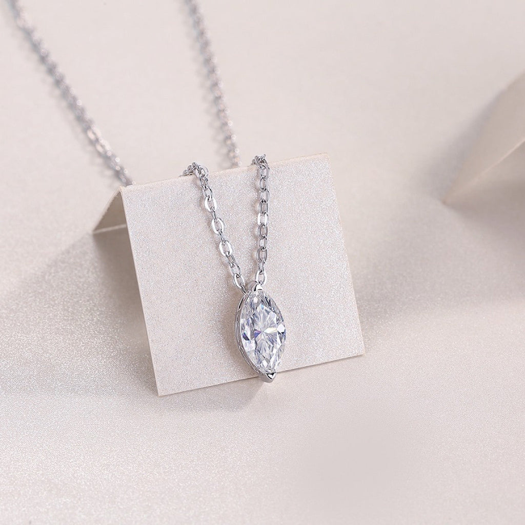 Aurelia Moissanite Marquise Pendant Necklace in Sterling Silver