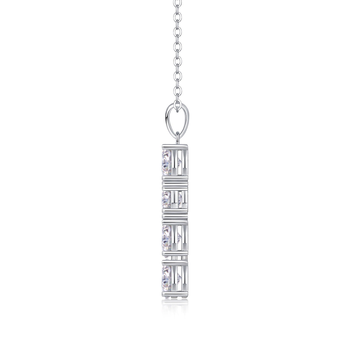 Guiding Light Moissanite Cross Necklace in Sterling Silver