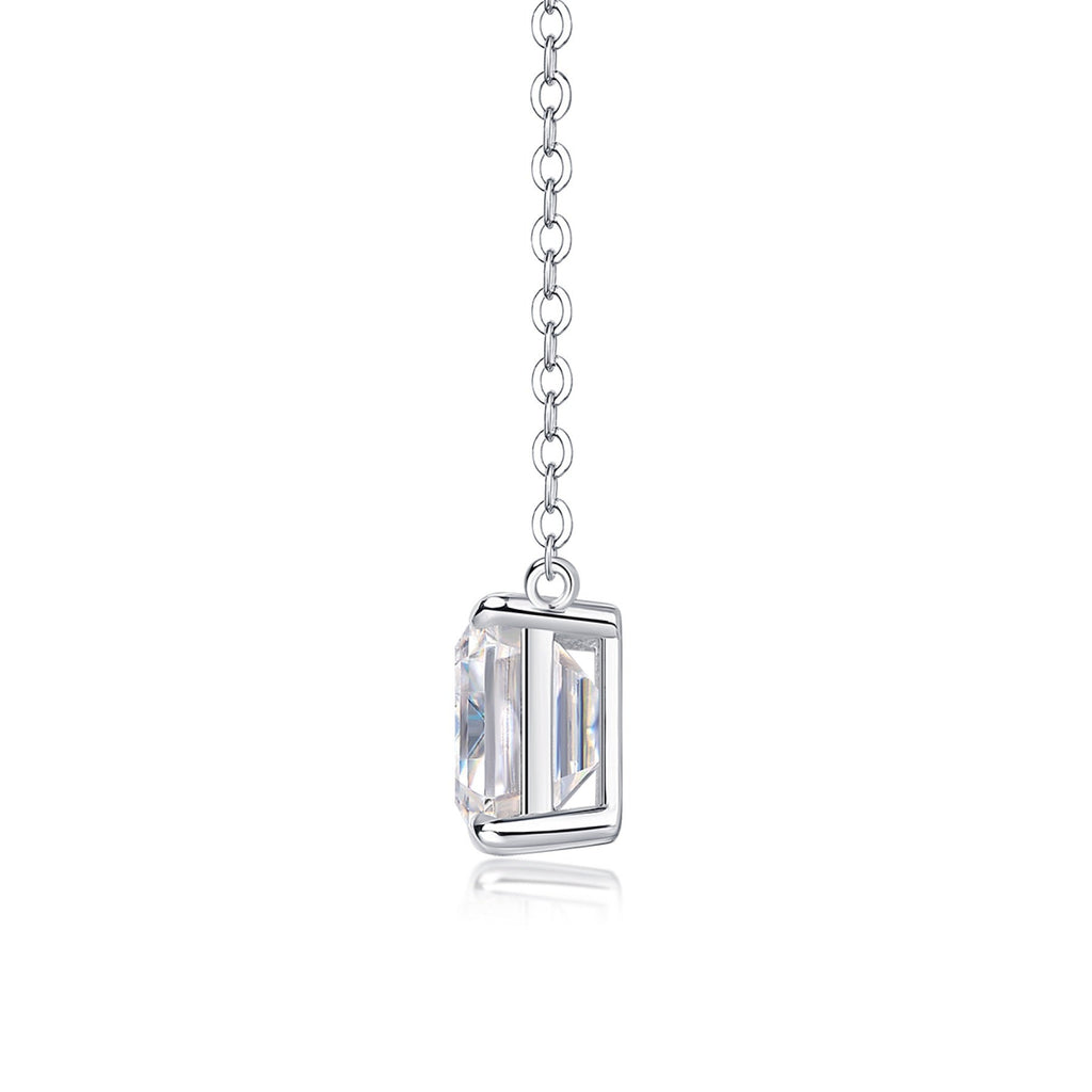Mirror Moissanite Emerald-Cut Pendant Necklace in Sterling Silver