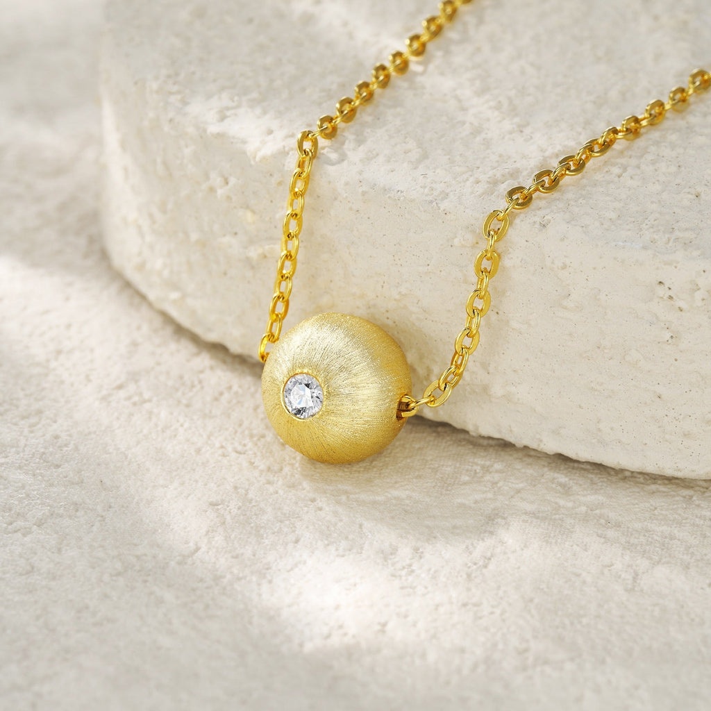 Fortune Moissanite Disc Pendant Necklace in Gold-Tone Sterling Silver