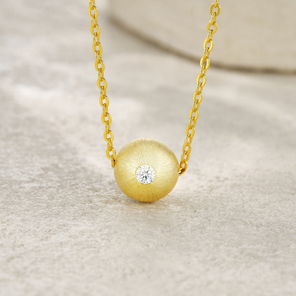 Fortune Moissanite Disc Pendant Necklace in Gold-Tone Sterling Silver