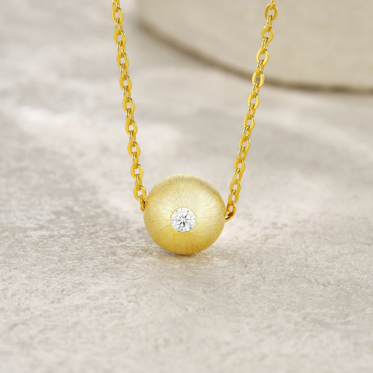 Fortune Moissanite Disc Pendant Necklace in Gold-Tone Sterling Silver