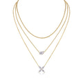 Cadence Moissanite Triple Layered Necklace in Gold-Tone Sterling Silver