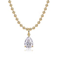 Wishlight Moissanite Pear Pendant Necklace in Gold-Tone Sterling Silver