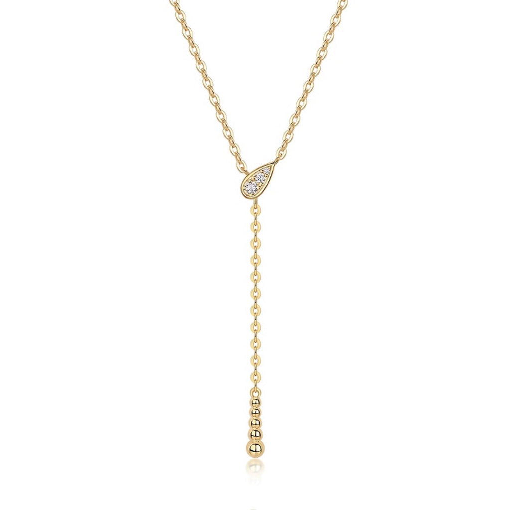 Meridian Moissanite Lariat Necklace in Gold-Tone Sterling Silver