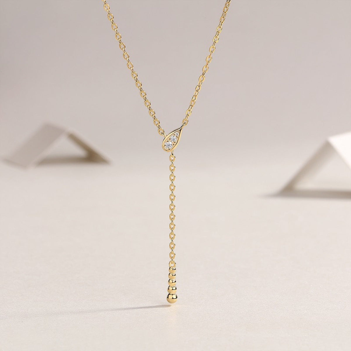 Meridian Moissanite Lariat Necklace in Gold-Tone Sterling Silver