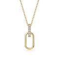 Geo Moissanite Oval Link Pendant Necklace in Gold-Tone Sterling Silver
