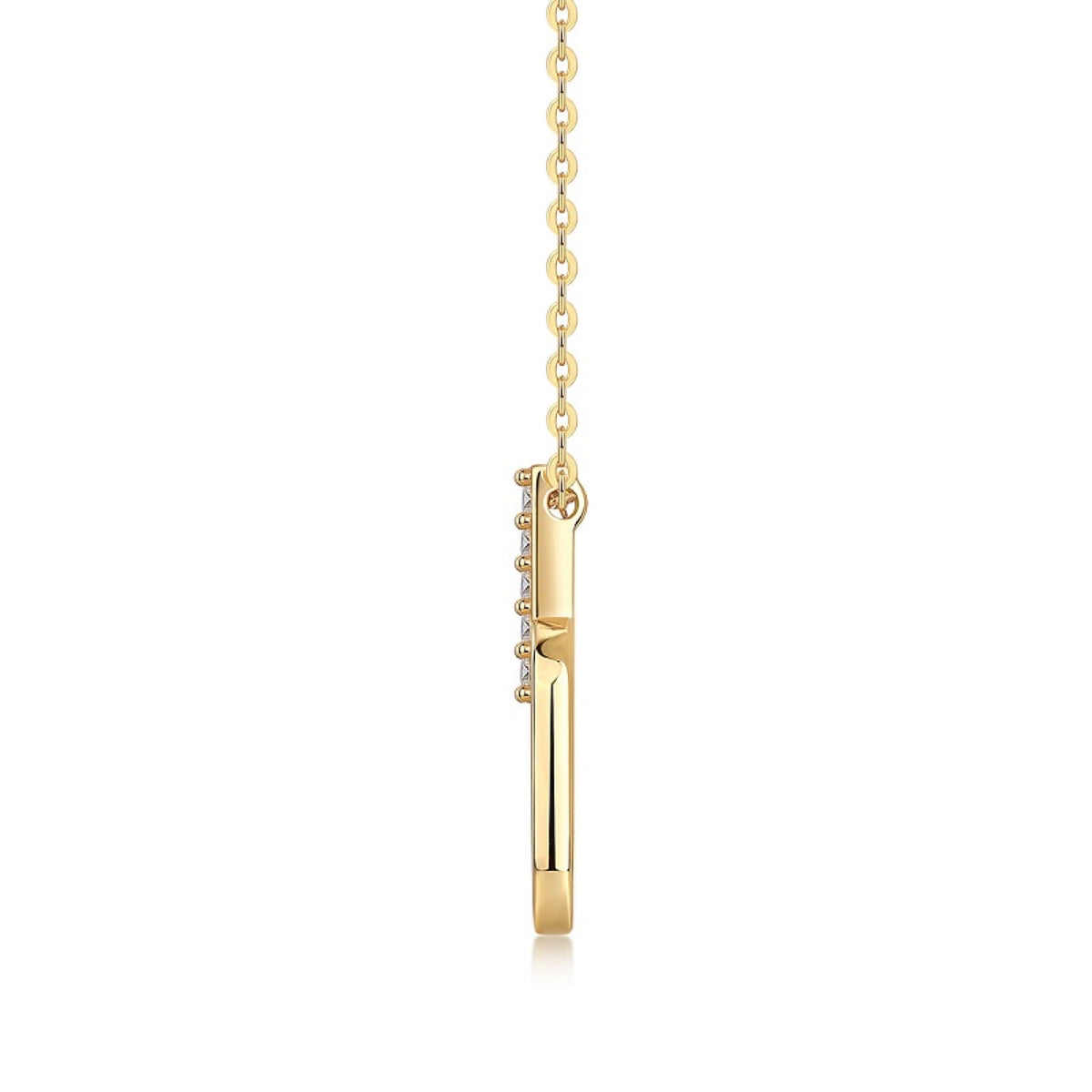 Geo Moissanite Oval Link Pendant Necklace in Gold-Tone Sterling Silver