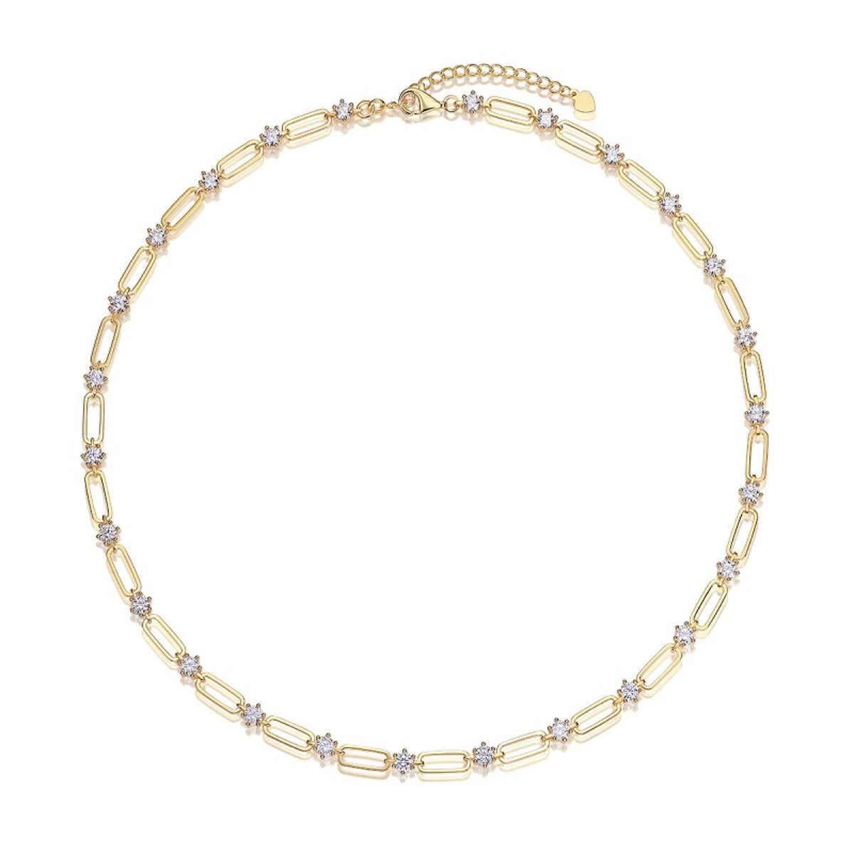 Sunward Moissanite Paperclip Chain Necklace in Gold-Tone Sterling Silver
