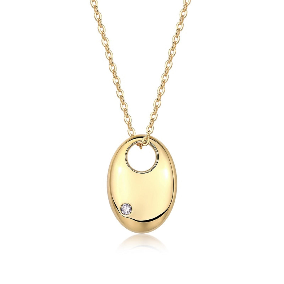 Firstlight Moissanite Oval Pendant Necklace in Gold-Tone Sterling Silver